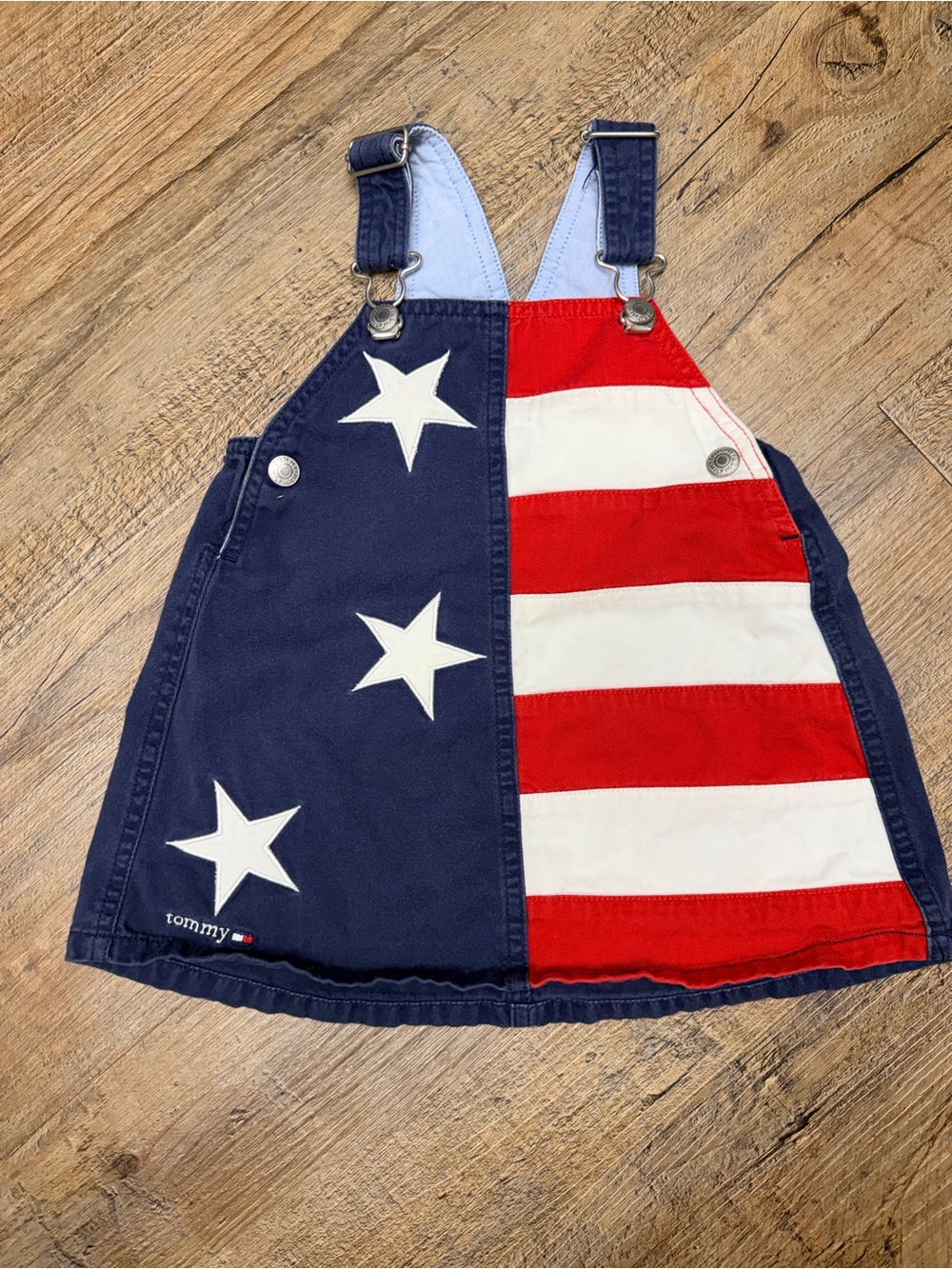 Tommy Hilfiger Kids' Flag Stripe Overall Dress - Red, White & Blue size 18-24 mo